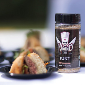 VooDoo Bash Burger with VooDoo Chef Dirt Seasoning